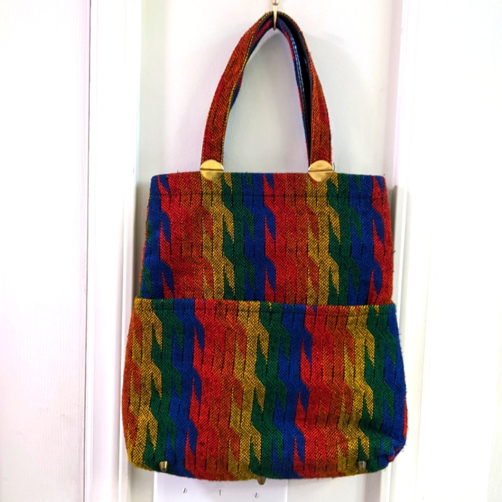Rainbow Fabric Woven Bag - Picture 2 of 12
